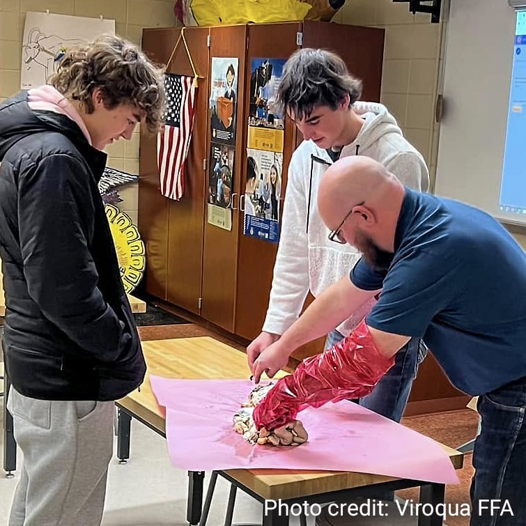 Josh Keenan teaching for Viroqua FFA ag class Nov 2024 photo taken by Viroqua FFA